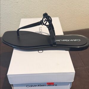 Calvin Klein Black Flat Sandals